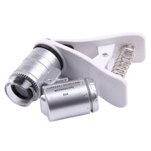 2Pièces Loupe Bijoux Argentée 60X Clip Portable ABS Pour Smartphone