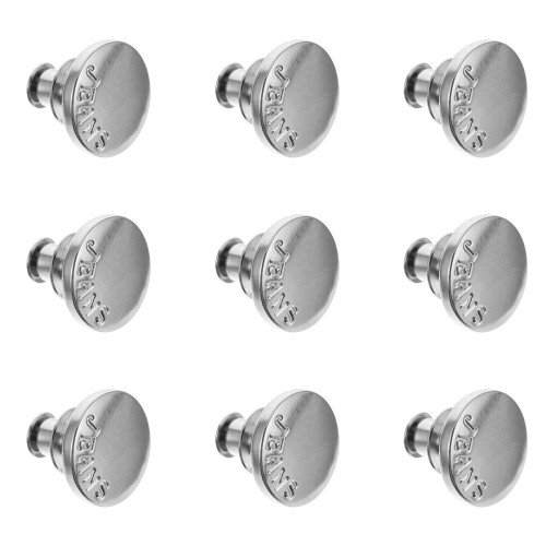 20Pièces Boutons Jeans Taille Métal Argent Ajustables Longue Durée