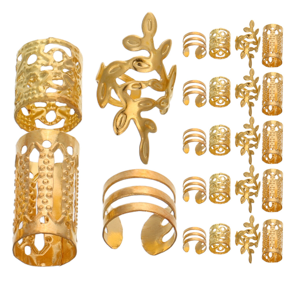 Solustre 80Pcs Golden Alloy Hair Charms For Braids Viking Beard Jewelry