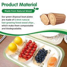 100 Set Wooden Disposable Plates Boat Plates Food Trays Disposable Dessert Plates Disposable Food Boats
