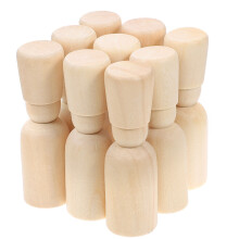 40Pcs Wooden Peg Dolls DIY Paint Craft Kids Educational Toy Beige