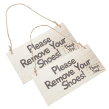6Pcs Ivory Wood Hanging Signs Please Take Off Shoes Front Door Decor