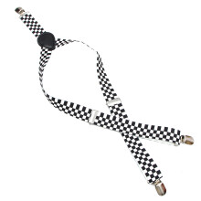 2Pcs Elastic Checkered Y-Back Clip-on Suspenders for Men and Women