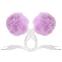 8Pcs Purple Roller Skate Accessories Faux Fur Pom Poms with Bell Sound