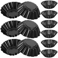48Pcs Carbon Steel Baking Cups Black Reusable Tart Pans for Baking