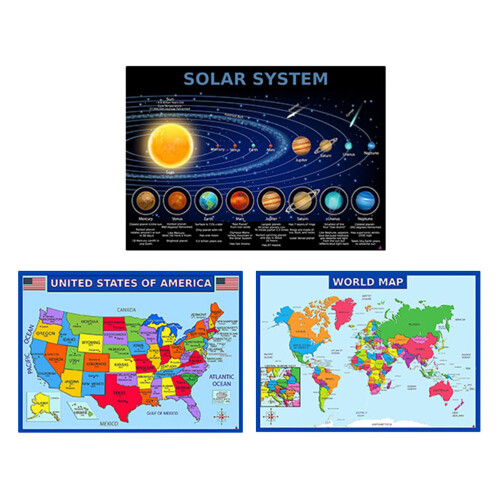 5Sets Uv Map Posters Assorted Colors for Learning