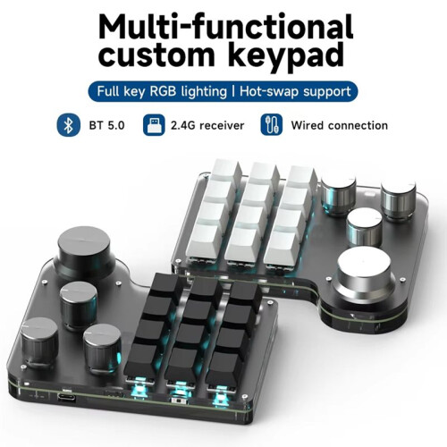 USB Programming Custom Macro 12 Keys 4 Knobs RGB BT Mechanical Keyboar Gaming Keypad Mechanical Hotswap Macropad A 2