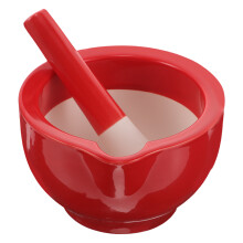 1Set Ceramic Baby Food Grinder Bowl Red with Pestle for Easy Food Prep
