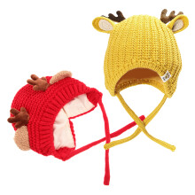 3Pcs Assorted Color Baby Reindeer Crochet Knit Hats Warm Comfort