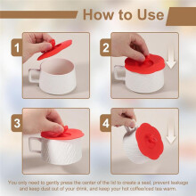 3Pcs Silicone Cup Covers, 4inch Heart Universal Cup Lids Reusable Drinking Hot and Cold Beverages for Mugs Tea Cups