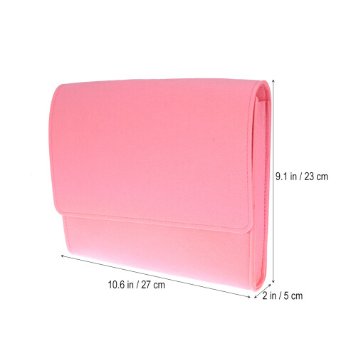2Pcs Pink Felt Bedside Storage Bag Foldable Pouch for Home and Dorm