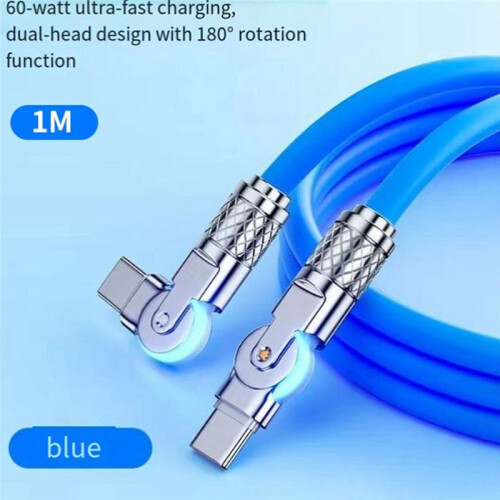 180 Type-C to Type-C Swivel Double Elbow Mech Data Cable Fast Charging & Data Transfer Cable for Tablets and Laptops 1m 1