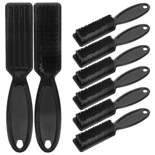 40Pcs Barber Brush with Long Handle Soft Nylon Bristles Black Plastic