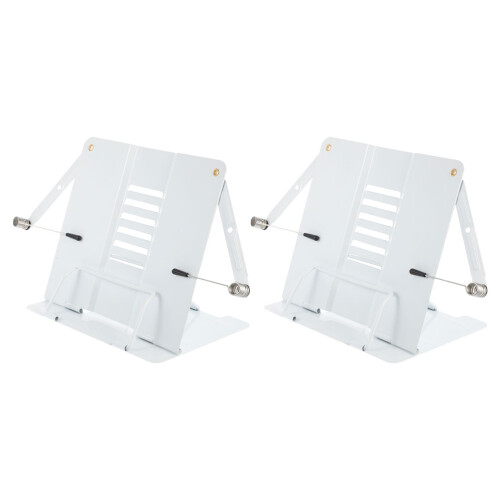4Pcs White Iron Book Holders Adjustable Reading Racks