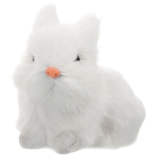 4Pièces Peluches Blancs Réalistes Figurines Décor Pâques