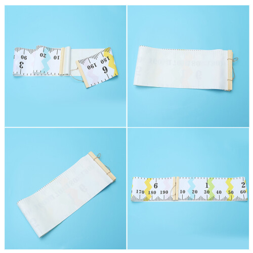 2Pièces Règle Croissance Bébé Bois Toile Multi Accrochable