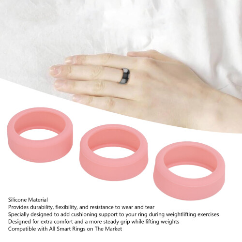 3 pièces de coques en silicone rose pour bagues taille 6-10 2