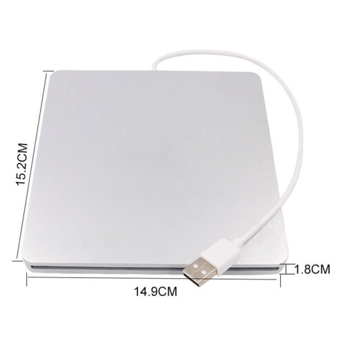 2Pièces Dvd Rw Externe USB Argent Cd Slot-in