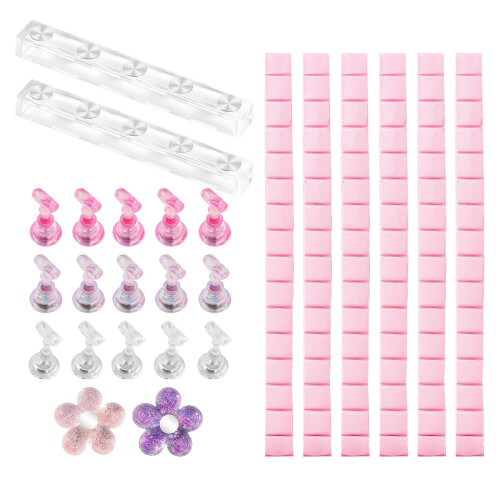 1Ensemble Support Rose Pour Faux Ongles Et Pratique