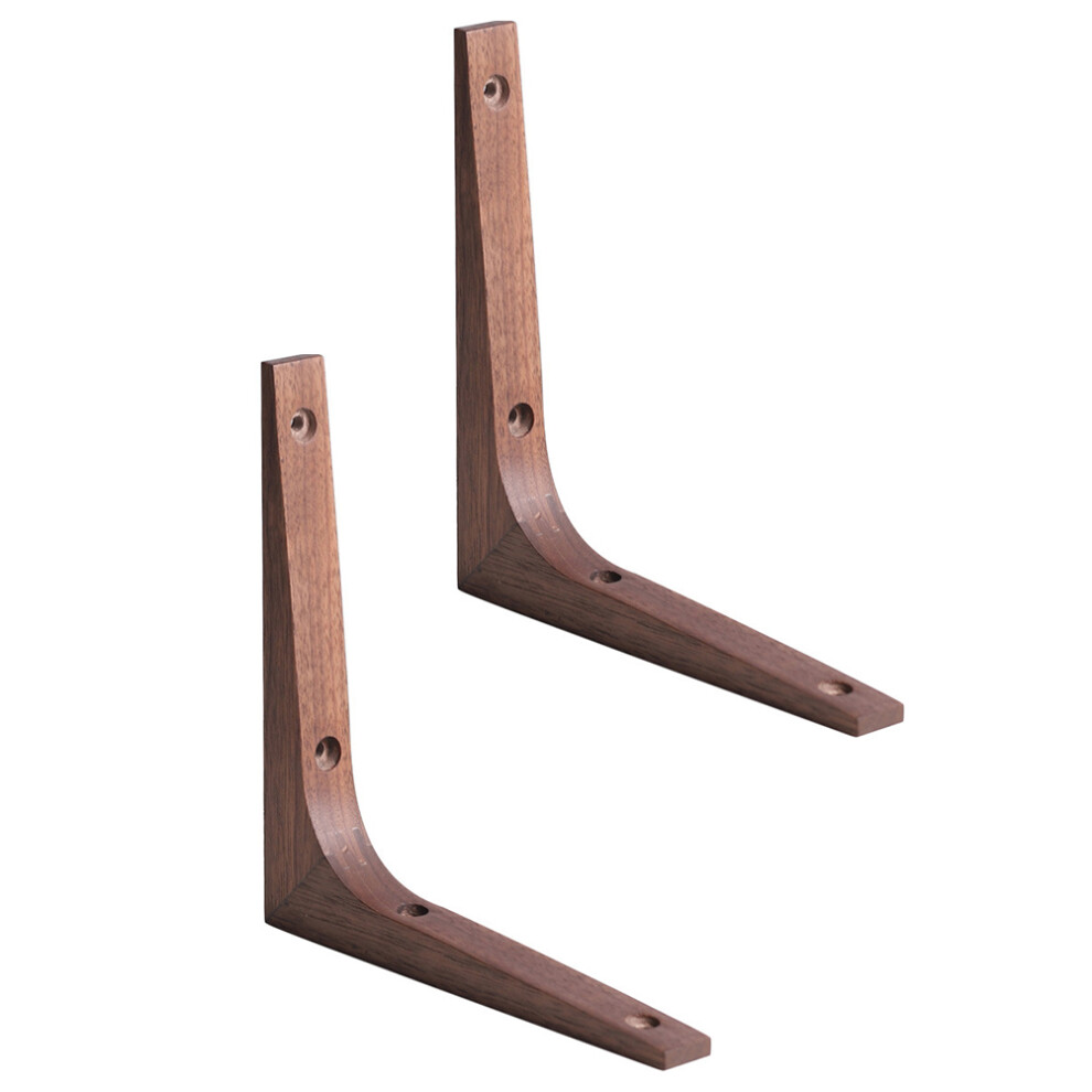 6Pcs Light Brown Wall Mounted Wooden Shelf Brackets Strong Supports 3653449775441