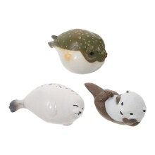 3Pcs Resin Realistic Marine Animal Toys Seal Otter Figures