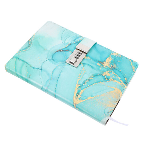 4Pcs Small Notepad with Lock Green PU Paper Home Writing Set