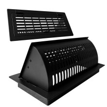 2-in-1 Ventilatiedeflector en Vloerventilatiekap, Verstelbaar 4x10 Rooster, Koolstofstaal, Energiebesparende Luchtstroomregeling, Zwart