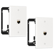 2 Pack Ethernet Wall Plate, 1 Port Wall Plate with Bracket and Cat7 Shielded RJ45 Coupler