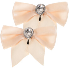 8Pcs Elegant Beige Bow Shoe Buckles Rhinestone Clips for Bridal Shoes