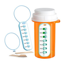 Lot de 2 Pense-Bêtes, Étiquette Autocollante pour Pilulier, Compatible avec la Plupart des Flacons, Suivi de Médicaments Réutilisable
