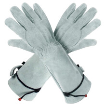 1 Pair Cowhide Elbow-Length Garden Gloves for Puncture & Wear Resistance, Ideal for Construction