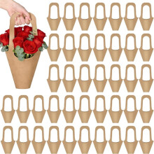 50 Pack Paper Flower Gift Bags, Flower Bouquet Holders Floral Wrapping Bags for Valentine'S Day,Flower Bar, Wedding