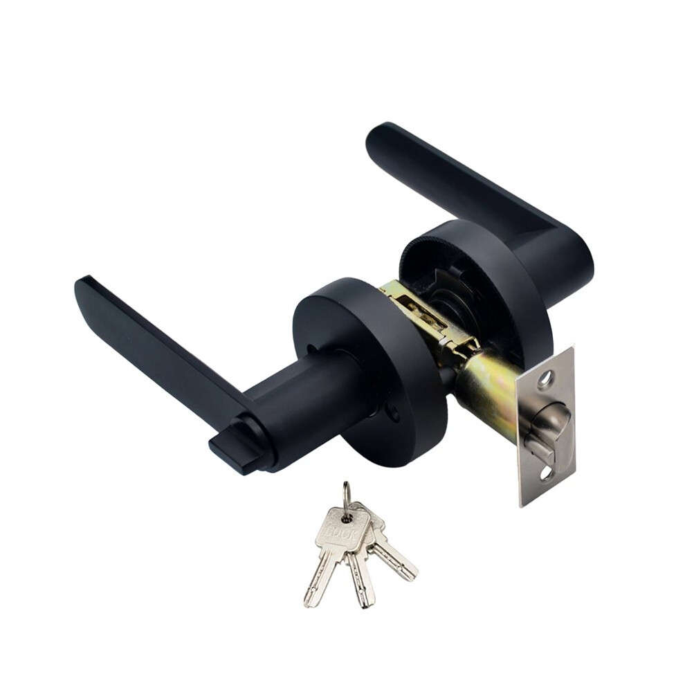 Zinc Alloy Indoor Door Lock With Silent Operation, Keyed Exterior, 60Mm Cylinder - Brushed Silver Black 6034255945728