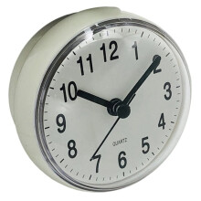 Waterproof Bathroom Clock with Suction Cup, White 6x6 Inch, Easy-to-Read Display for Shower and Bathroom Use