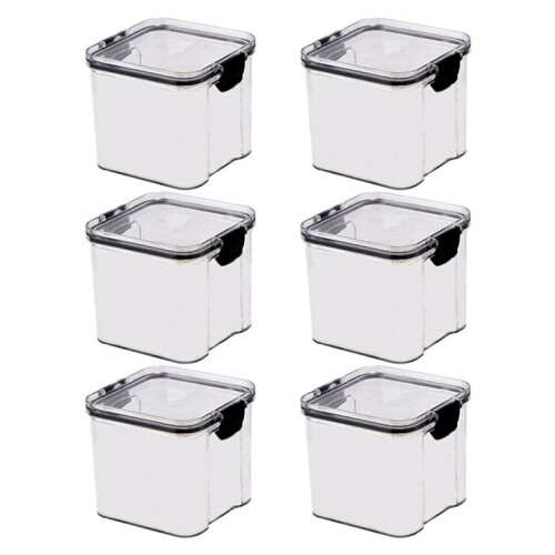 6 Pack 700Ml Kitchen Food Storage Box Organizer Container Set Vacuum Lid Seal Clear Square