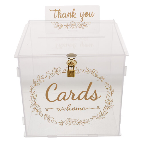 2Pcs Clear Acrylic Card Box for Wedding with Lock and Large Capacity