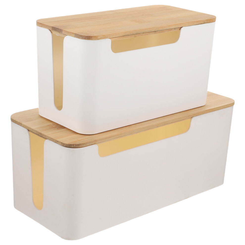 4Pcs Electric Cord Organizers White Durable Cable Storage Box 3653710876716