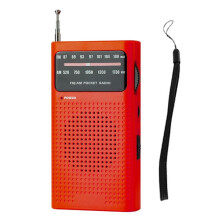 Full-Band Small Portable Radio AM FM Pointer Pocket Radio for Running Compaing Travel Analog Red
