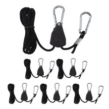 6PCS Adjustable 1/8Inch Lanyard Hanging for Tent Fan Led Grow Plant Lamp Rope Ratchet Hanger Pulley Lifting Pulley Hook
