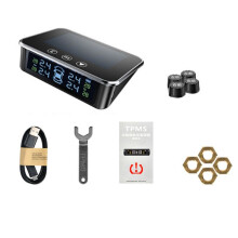 Bil Externa Däcktryckssensorer Solenergi TPMS Däcktrycksövervakningssystem Däcklarm Digital LCD-Skärm