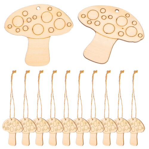 20Pièces Décor Bois Champignon Suspendu Beige Pour Projets Créatifs
