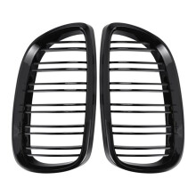 2Pcs Front Bumper Kidney Twin Fins Sport Grill Grille for 3 Series E92 E93 M3 Two Doors 2006-2009(Bright Black)