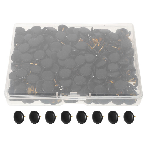 800Pcs Home Use Black Thumb Tacks Flat Head Plastic Metal Push Pins