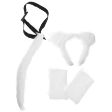 5Stk Furry Wolf Kostüm Zubehör Weiß Mit , Handschuhen