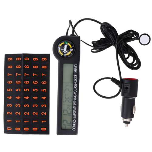 2Pièces Thermomètre Auto Digital Température Voltmètre