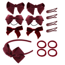 3Sets Dunkelrote Schleifen Haarspangen Headbands Für