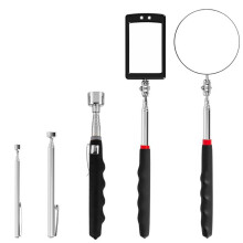 Ensemble Miroir D'Inspection Télescopique à LED et Outil de Ramassage Magnétique - Idéal pour les Mécaniciens et L'Usage Domestique
