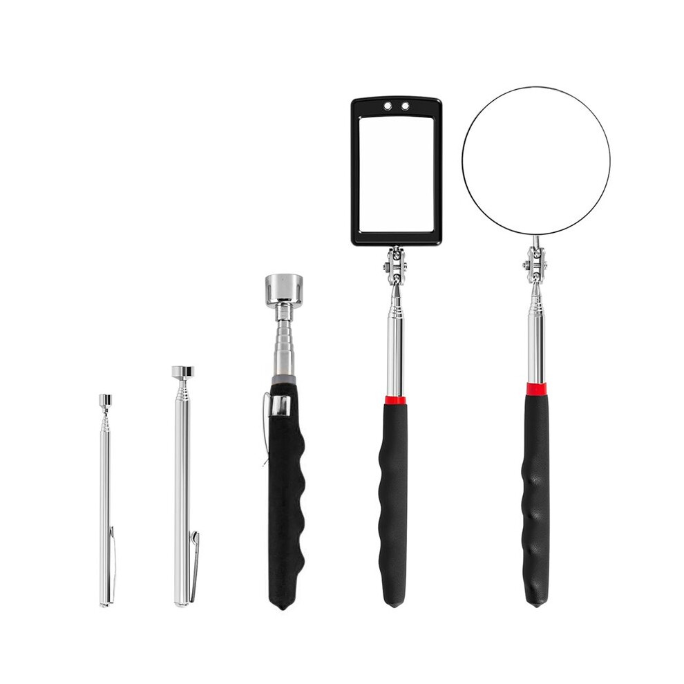 Telescoping Led Inspection Mirror & Magnetic Pickup Tool Set - Ideal For Mechanics And Home Use 6031233295066