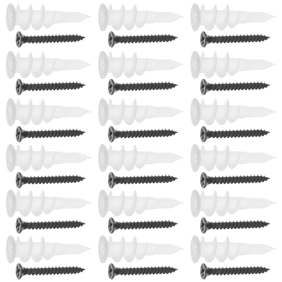 200Sets Black Metal Wall Screws With White Plastic Anchors For Drywall 3661739453610