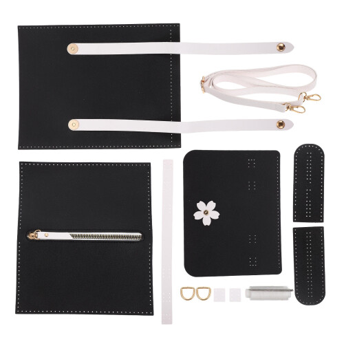 2Sets DIY Handarbeit PU Ketten Zubehör, Schwarzes Material